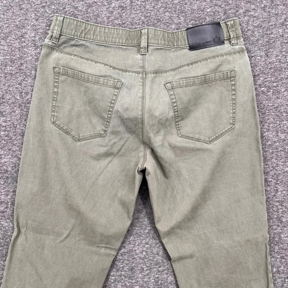 English Laundry Mens 5-Pocket Straight Leg 32 Pants Olive Green‎ Stretch Chino
